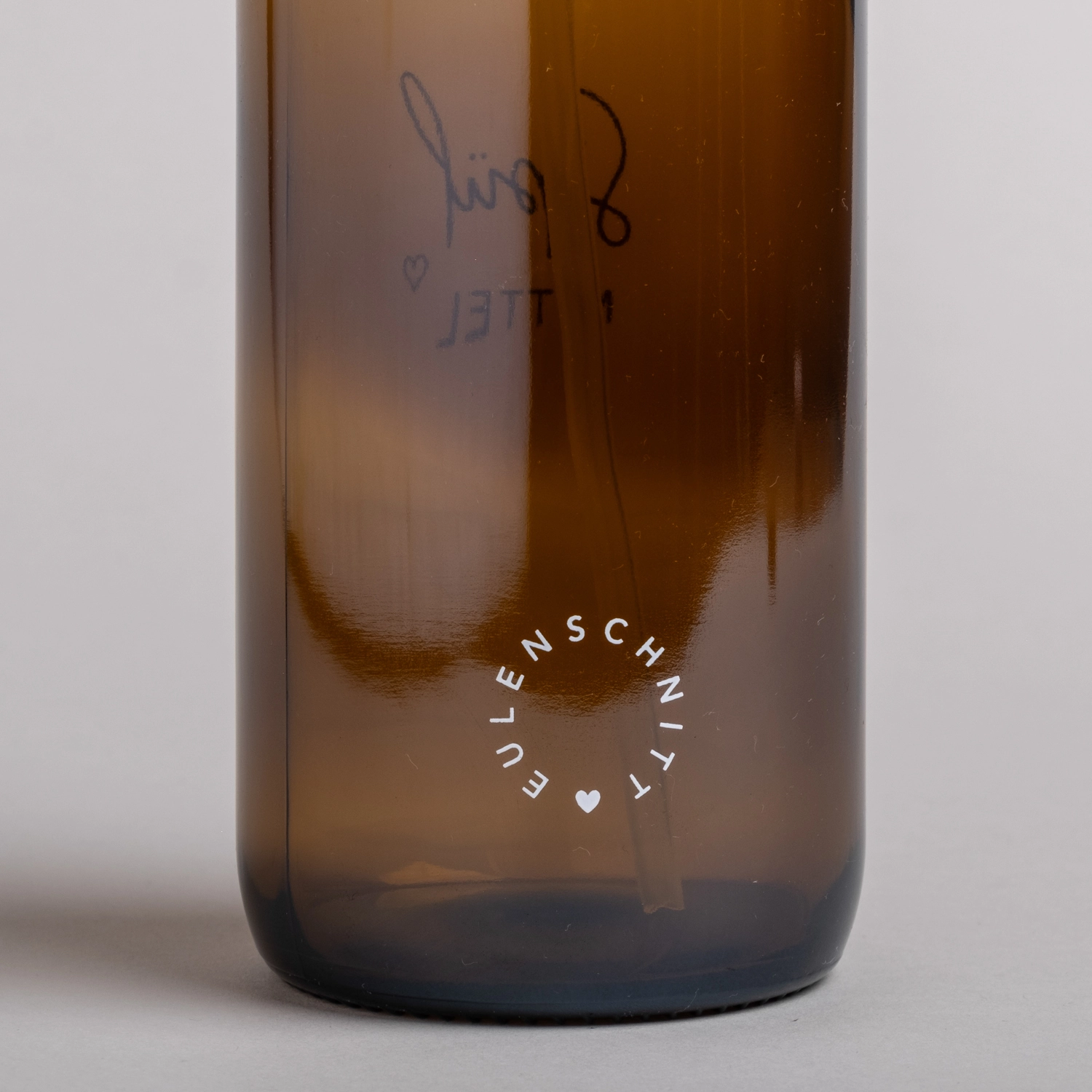 Eulenschnitt Spülmittelspender mit Aufdruck aus Glas, braun, 500 ml