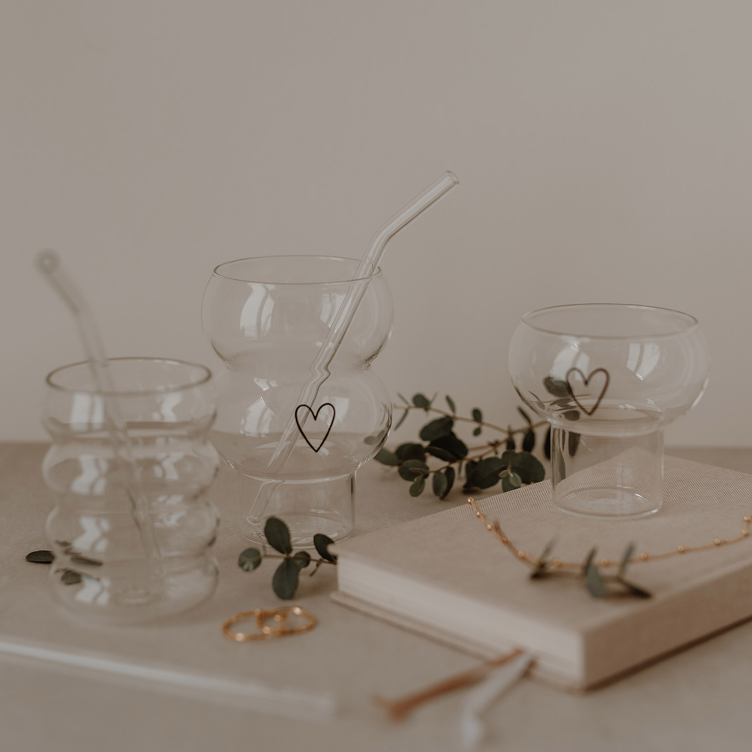 Eulenschnitt Bubble Glas mit vier Ringen, für Cocktails und kalte Getränke