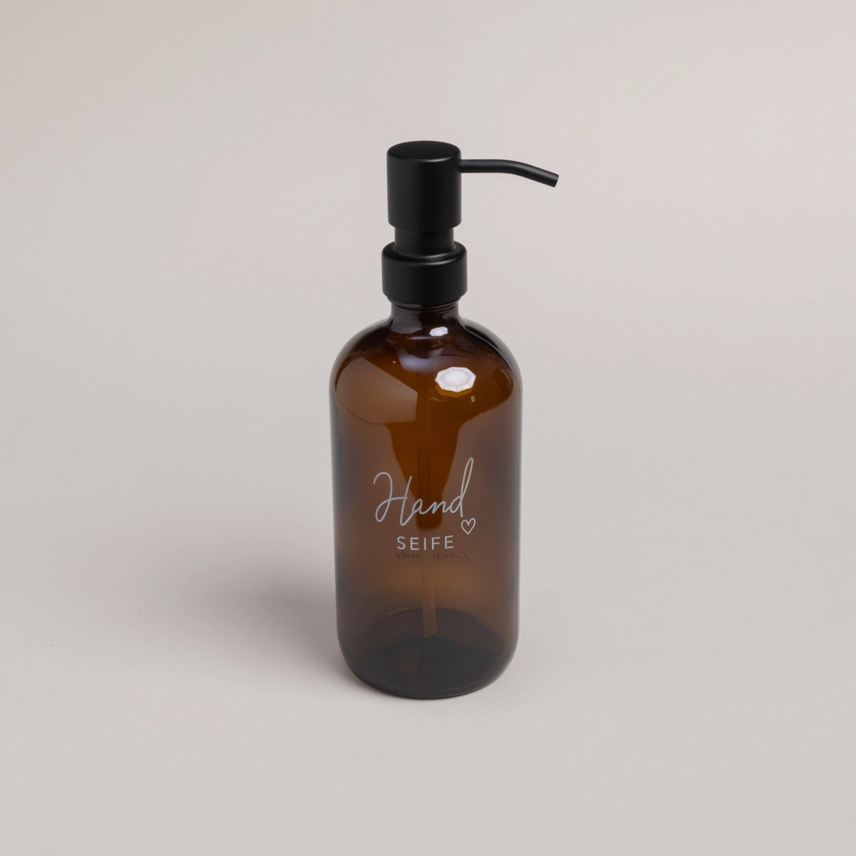 Eulenschnitt Seifenspender mit Aufdruck aus Glas, braun, 500 ml