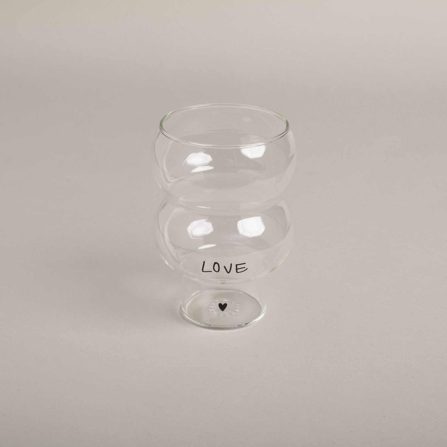 Eulenschnitt großes Bubble Glas Love für Eiskaffee, 500 ml Fassungsvermögen