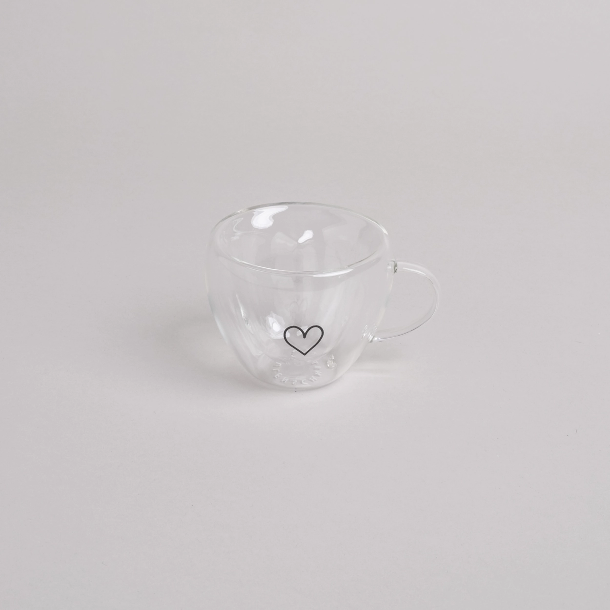 Eulenschnitt kleine Espressotasse in Herzform, doppelwandig aus Glas für 50 ml
