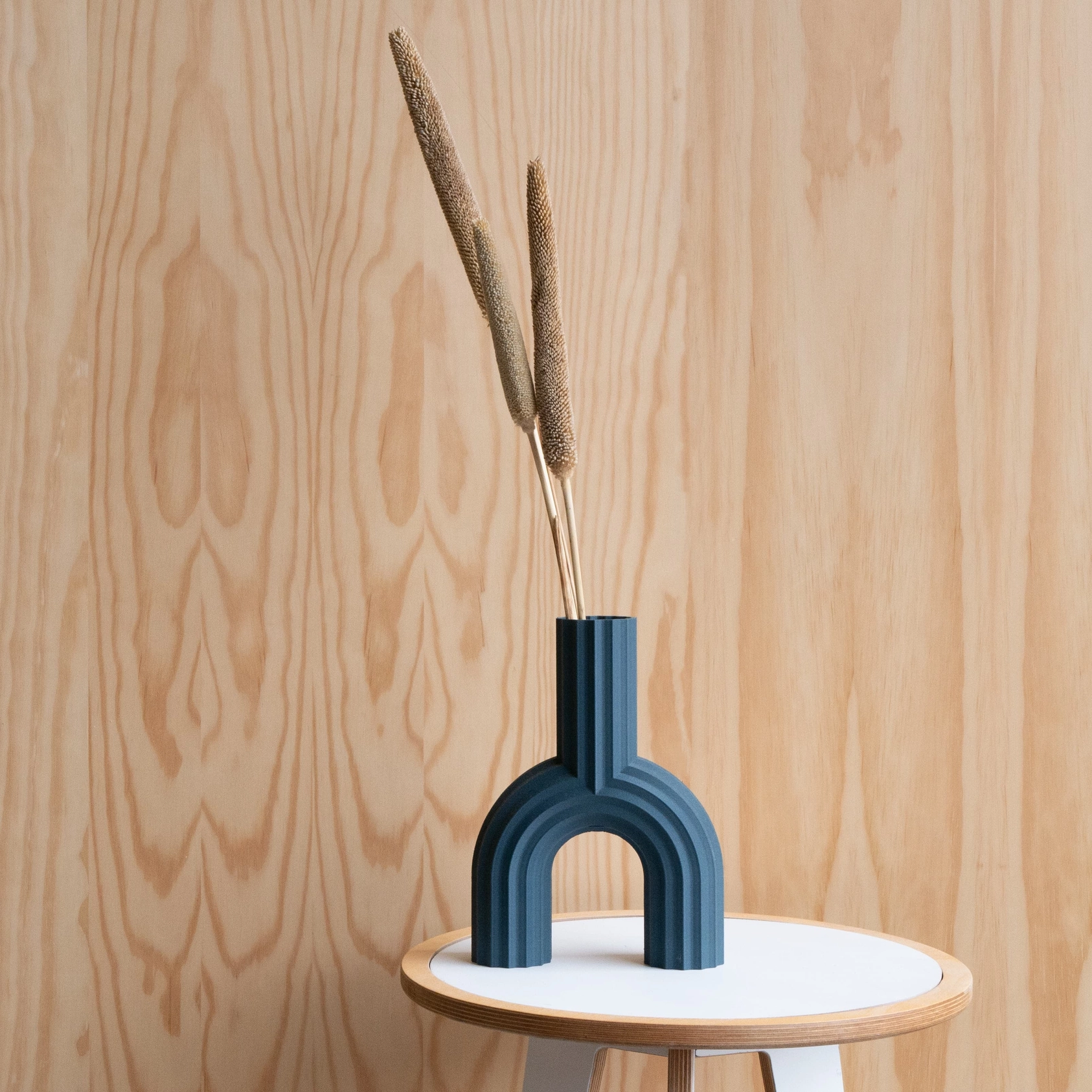 Minimum Design Vase für Trockenblumen ARCH in blau, nachhaltiger 3D-Druck