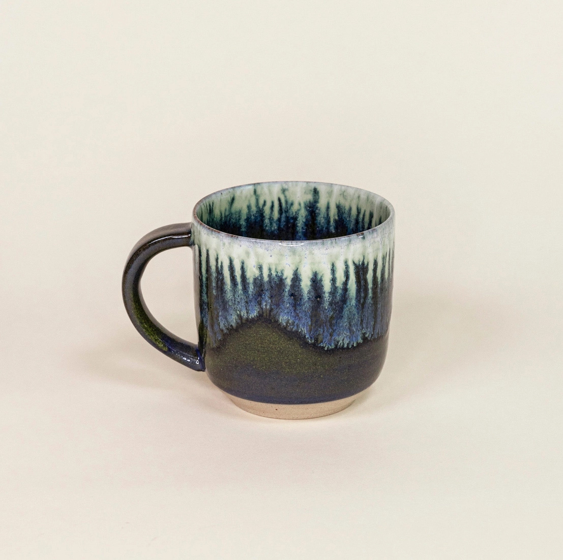 Grain by Grain große Teetasse Serie Azeitona aus Steingut, grün meliert
