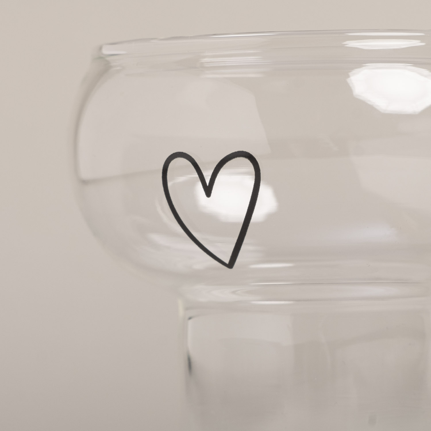 Eulenschnitt Bubble Glas Herz, 250 ml, spülmaschinenfest