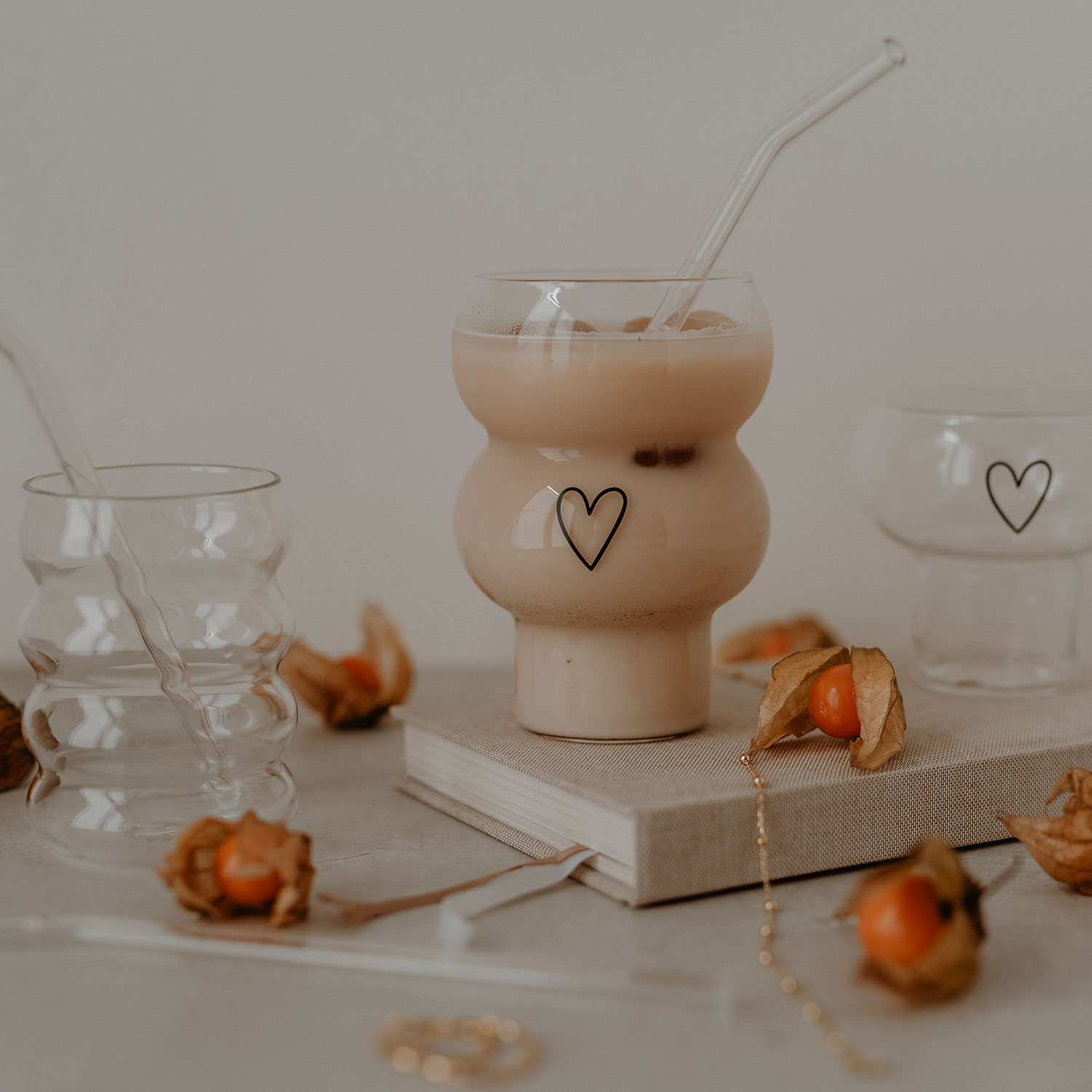 Eulenschnitt Bubble Glas mit vier Ringen, für Cocktails und kalte Getränke