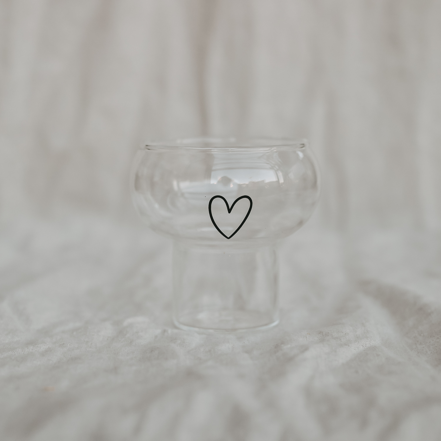 Eulenschnitt Bubble Glas Herz, 250 ml, spülmaschinenfest