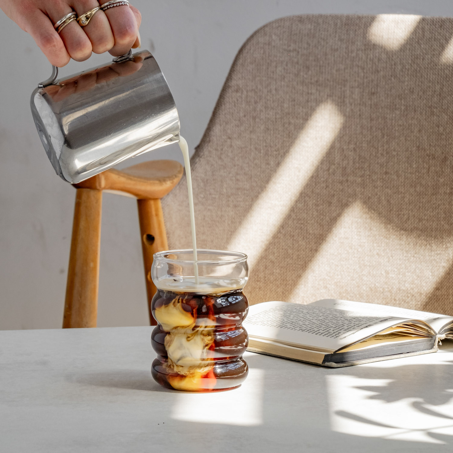 Eulenschnitt Bubble Glas mit vier Ringen, für Cocktails und kalte Getränke