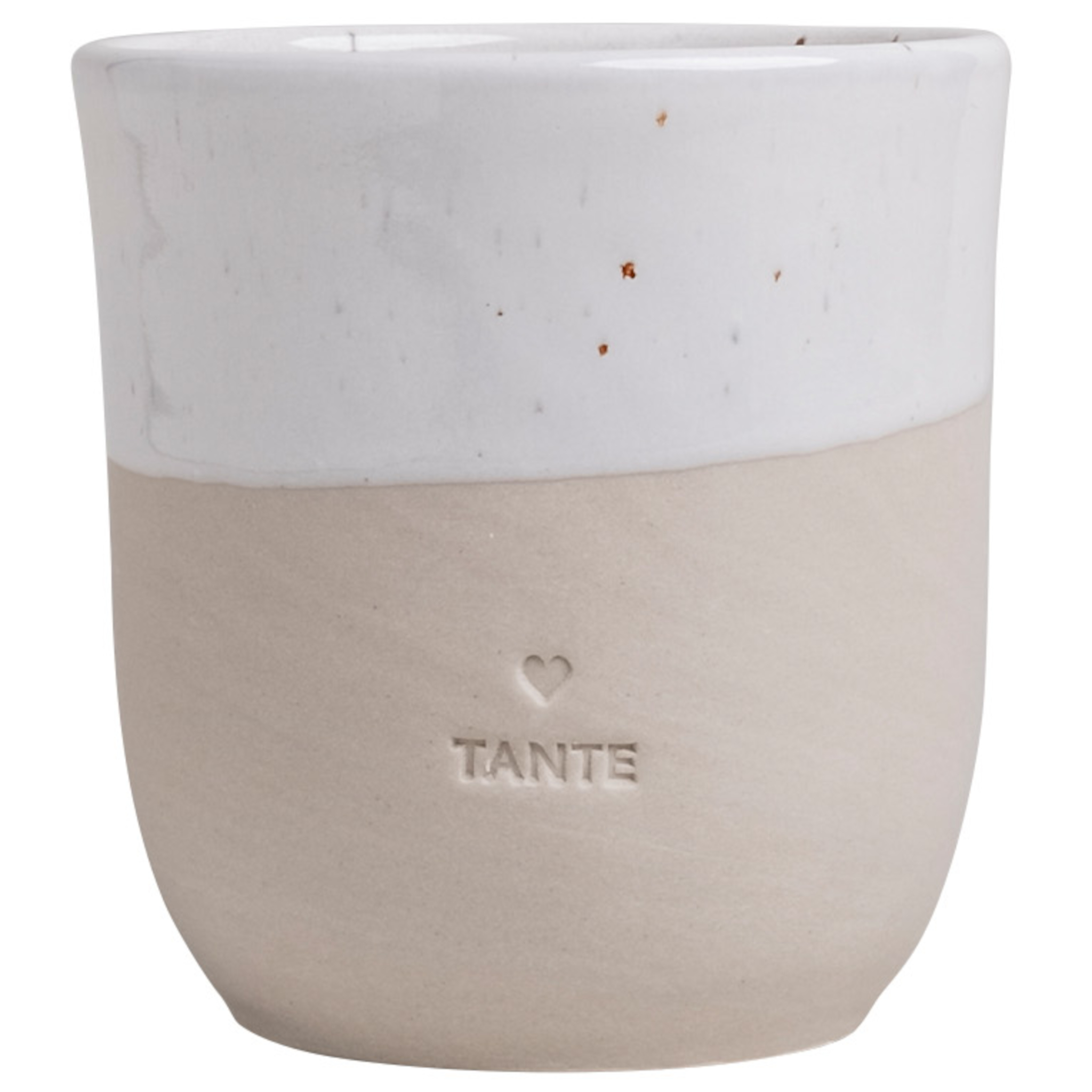 Eulenschnitt Steingut-Becher Tante | Geschenk für Tanten und Patentanten | Kaffebecher aus Steingut