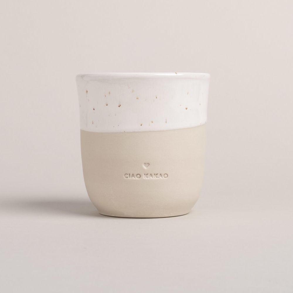 Eulenschnitt Steingut-Becher Ciao Kakao aus Portugal, für 320 ml