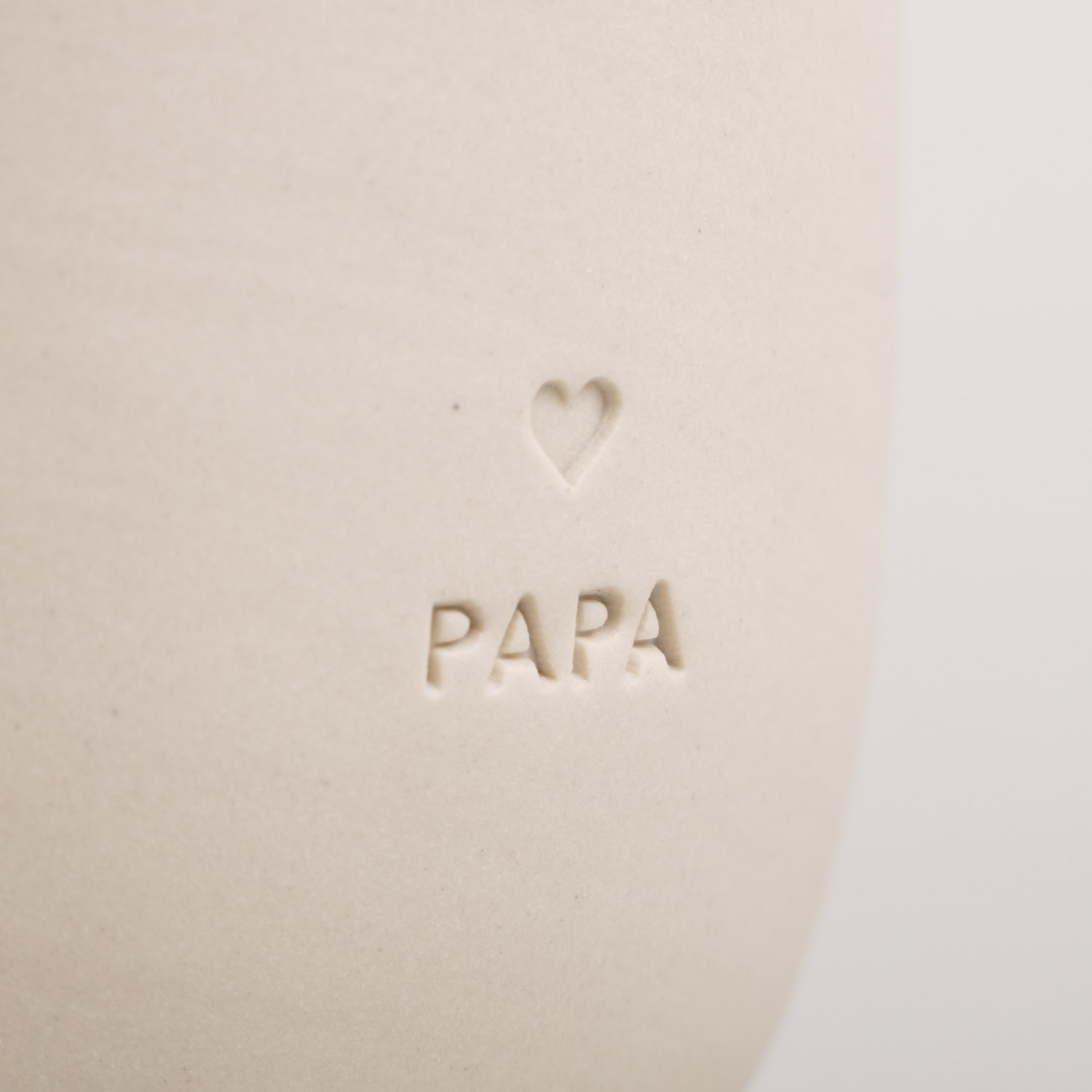 Eulenschnitt Steingut Becher Papa, für Kaffee und Tee, handmade in Portugal