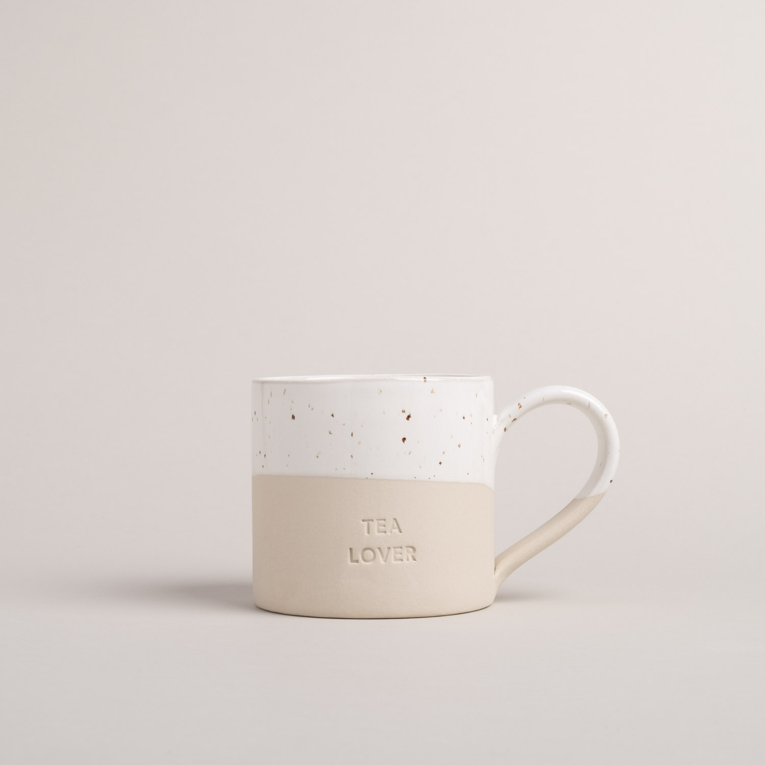 Eulenschnitt große, schöne Teetasse TEA LOVER, Steingut in beige